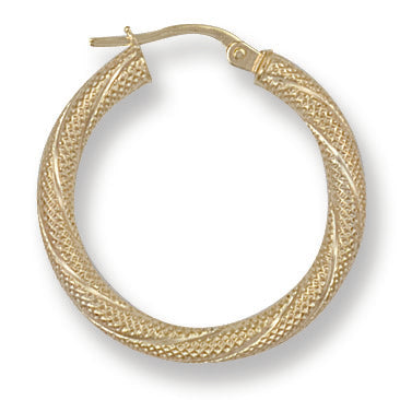 Gold 25.2mm Frosted Twisted Hoop Earrings