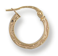 Gold 13mm Patterned Hoop Earrings