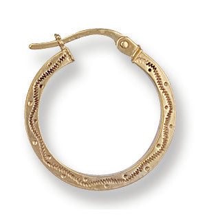 Gold 18mm Patterned Hoop Earrings