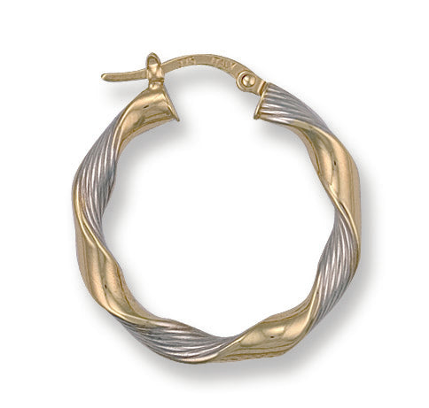 White & Gold 27.8mm Twisted Hoop Earrings