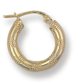 Gold 15.8mm Frosted Tube Hoop Earrings