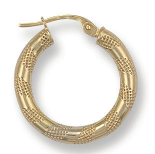 Gold 20.3mm Frosted Tube Hoop Earrings