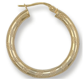 Gold 25.2mm Frosted Tube Hoop Earrings