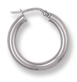 White Gold 20mm Round Tube Hoop Earrings