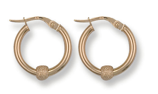 Gold 16.8mm Glitter Ball Hoop Earrings