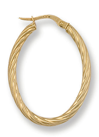 Gold Twisted Oval Hoop Earrings