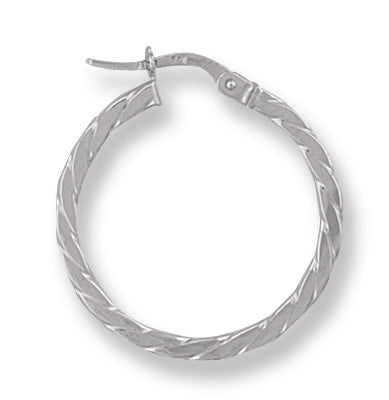 White Gold 24.5mm Twisted Hoop Earrings