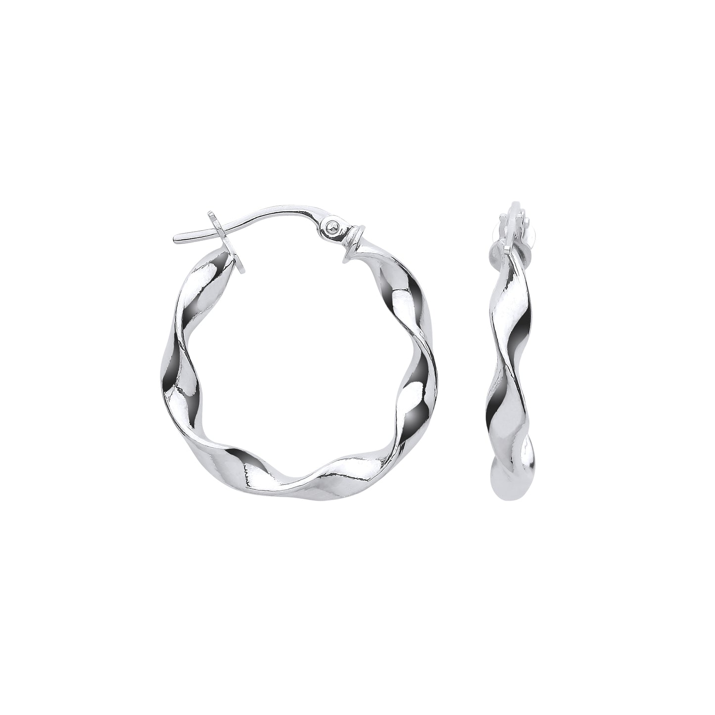 White Gold 20.6mm Twisted Hoop Earrings