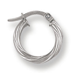 White Gold 14.3mm Twisted Hoop Earrings