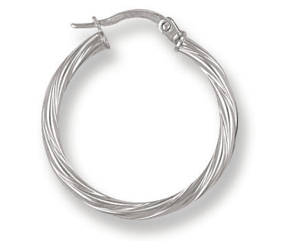 White Gold 23mm Twisted Hoop Earrings