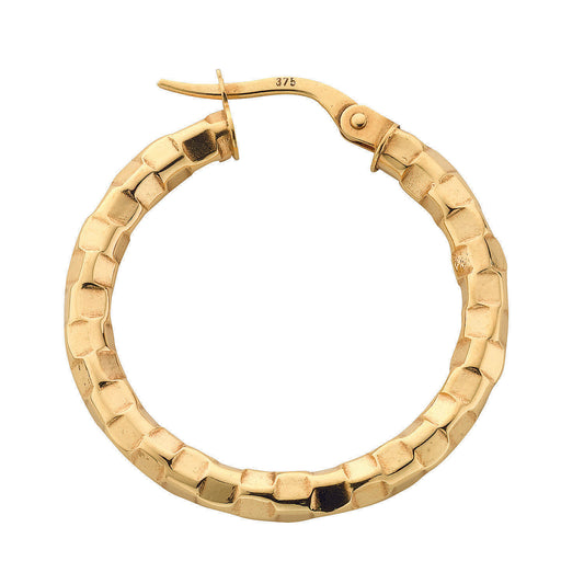 Gold 25.8mm Fancy Hoop Earrings