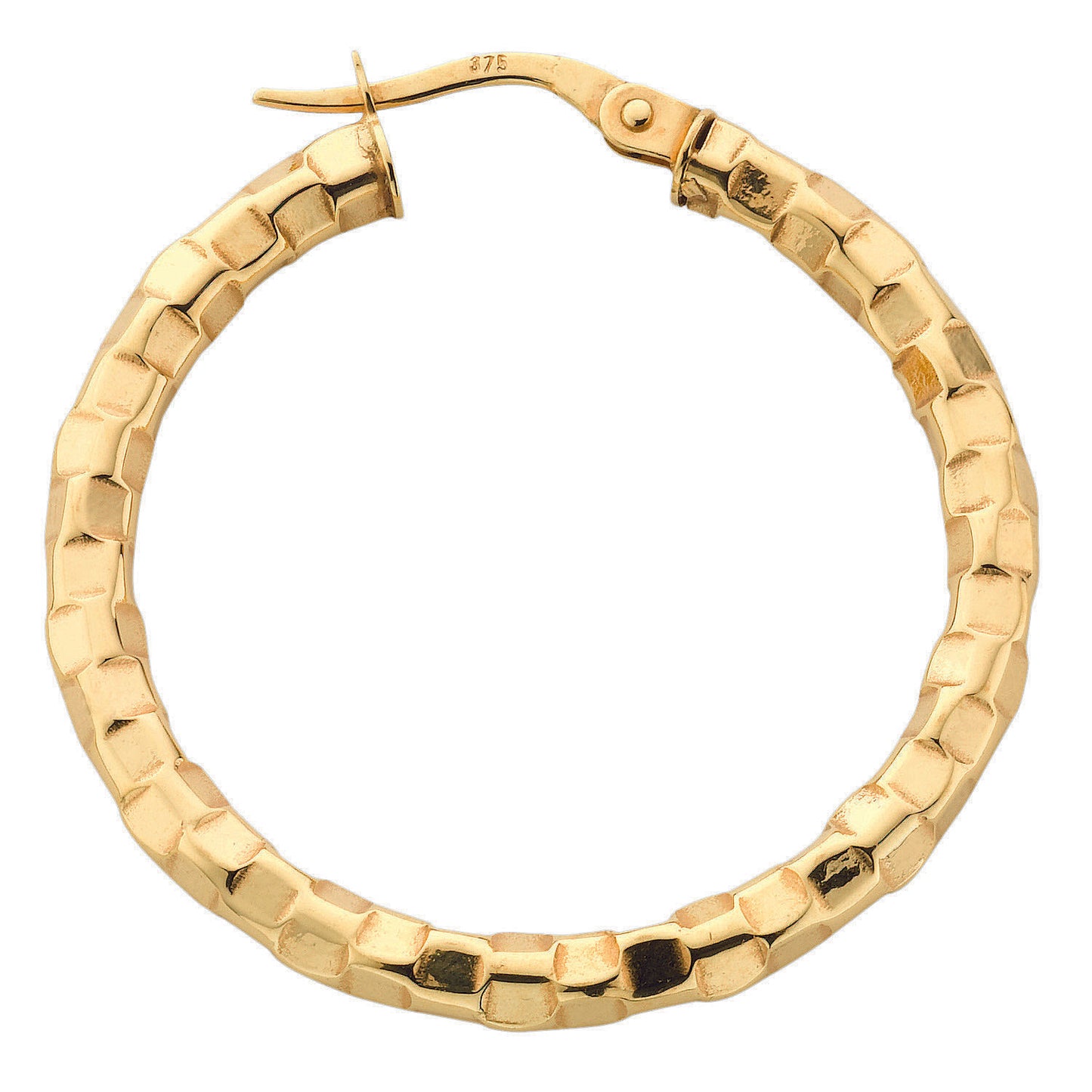 Gold 31.2mm Fancy Hoop Earrings