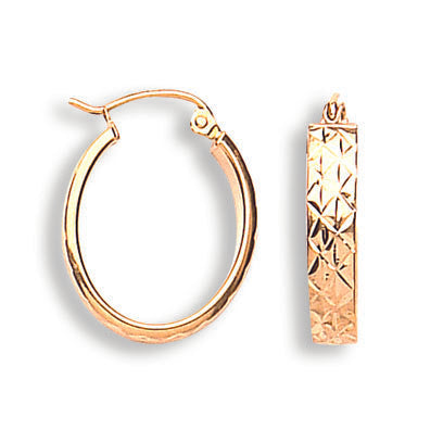 Gold D/C Oval Hoop Earrings