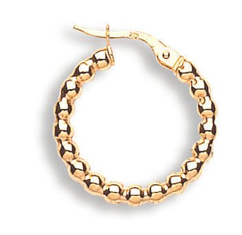 Gold Fancy Beaded 20.8mm Hoop Earrings