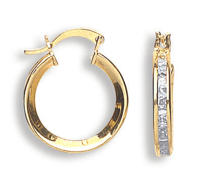 Gold 18mm Princess Cut Cz Hoops