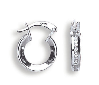 White Gold 12.5mm Princess Cut Cz Hoops