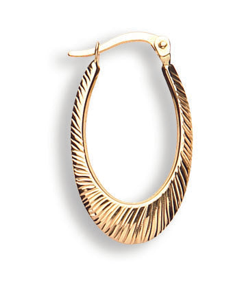 Gold Oval Ribbed Hoop Earrings