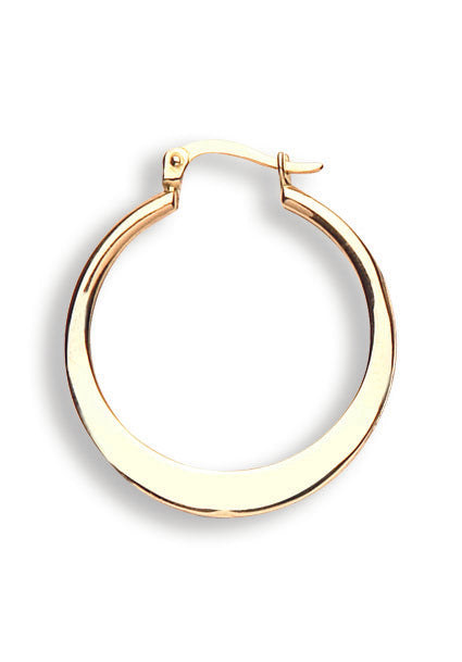 Gold Flat Round 26mm Hoop Earrings