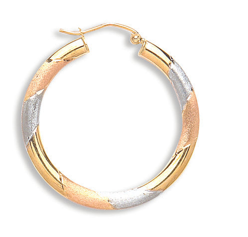 Y White & R/G D/C 30mm Hoop Earrings