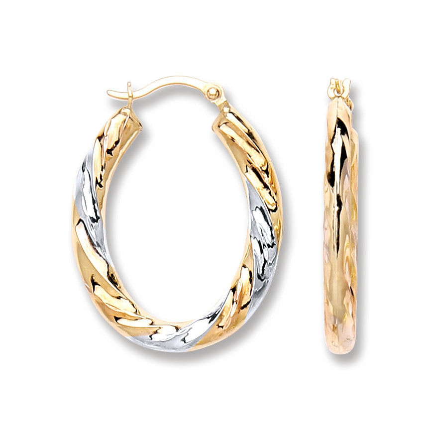 YWhite & R/G Oval Twist Earrings