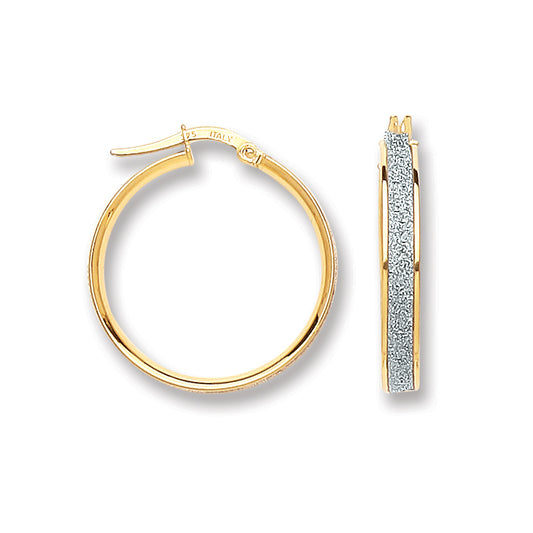 Gold Glitter Hoop 22mm Earrings