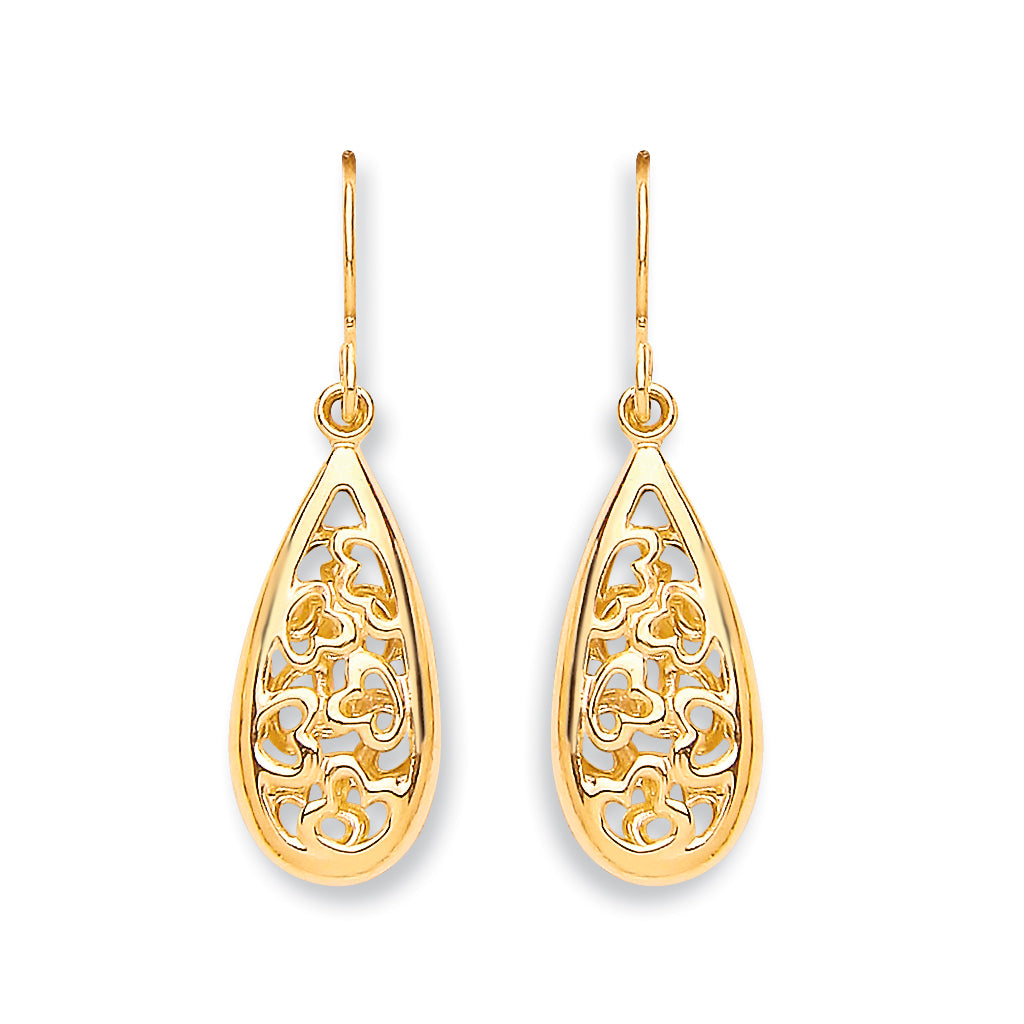 Gold Hook Oval Drop Earrings