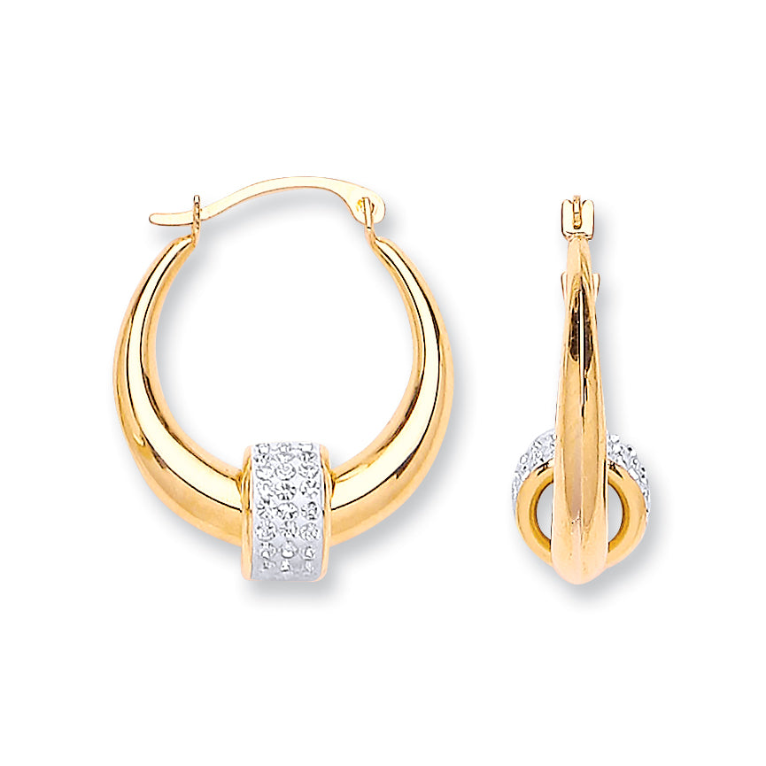 Gold 18mm Hoop & Crystal Ball Earrings