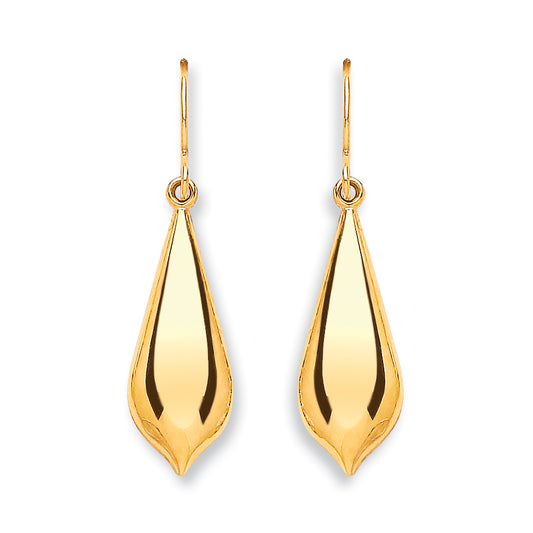 Gold Pear Shape Drop Earrings