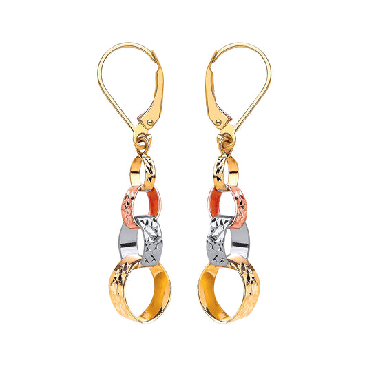 Three Colour Interlink Drop Earrings