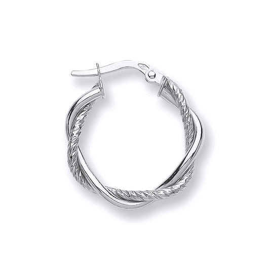 White Gold 20mm Twist Hoop