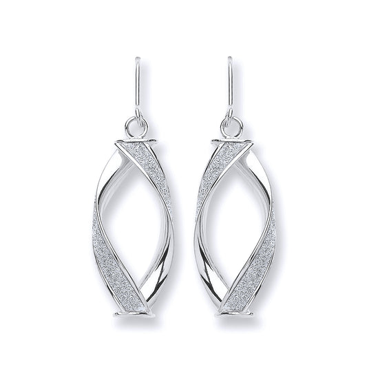 White Gold Twist Glitter Drop Earring