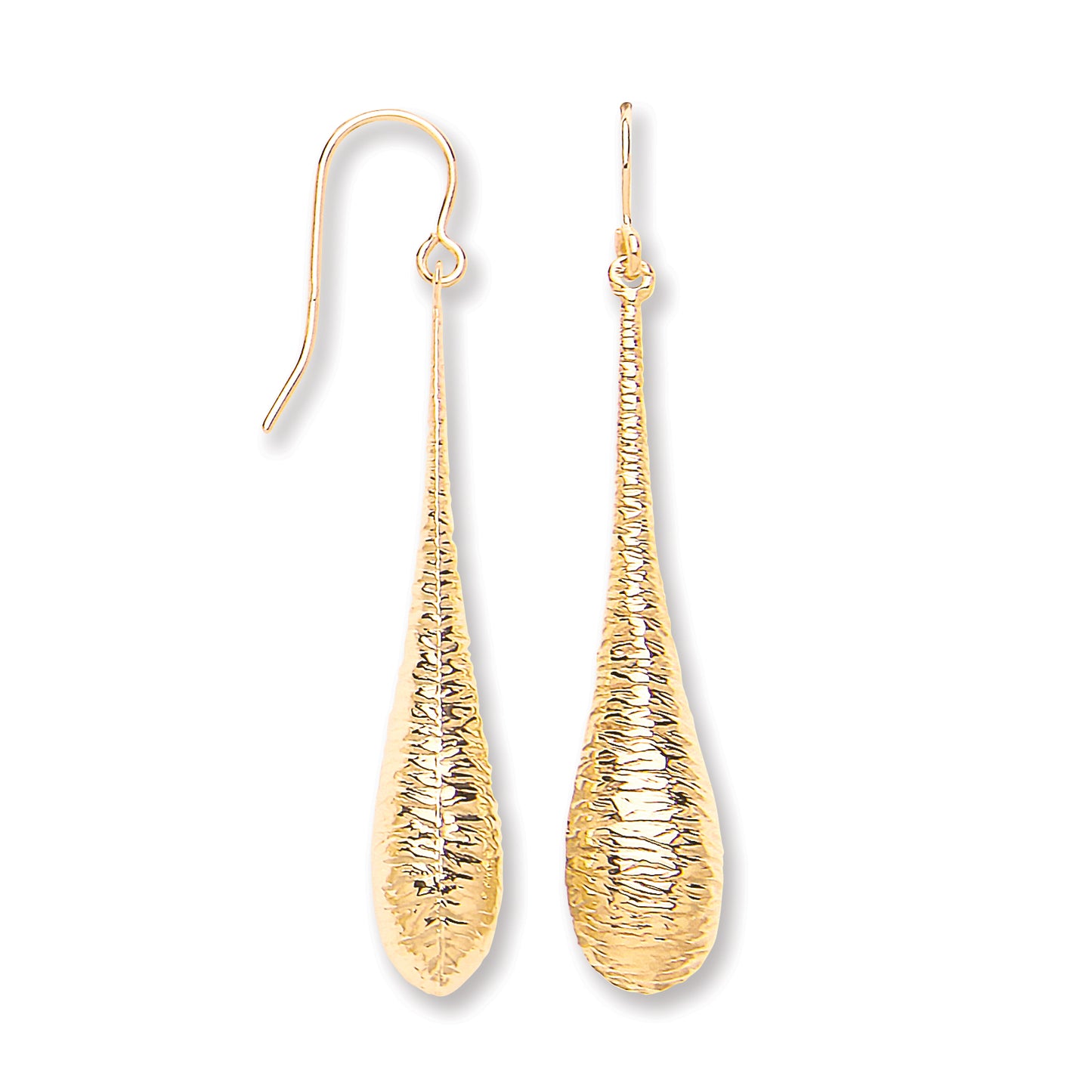 Gold Imprint Drop Hook Earrings