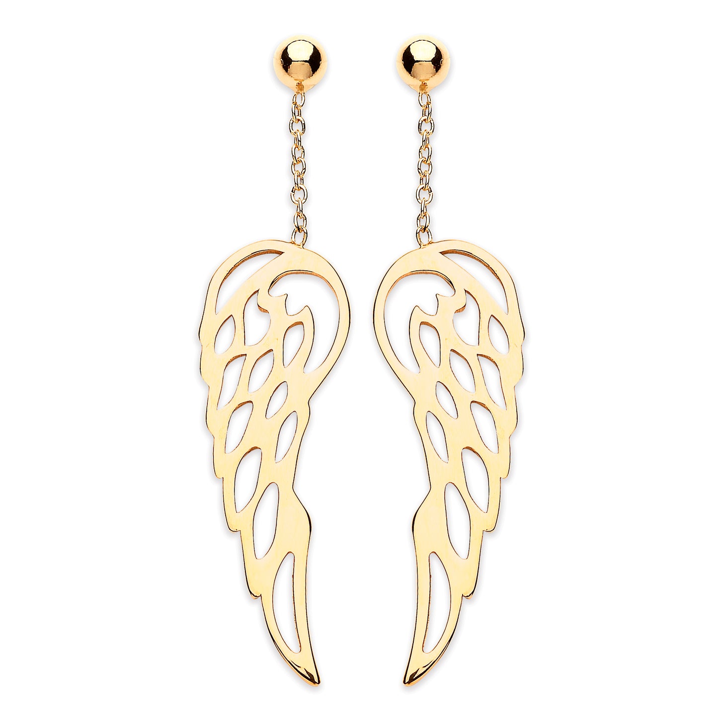 Gold Angel Wings Drop Earrings