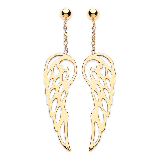 Gold Angel Wings Drop Earrings