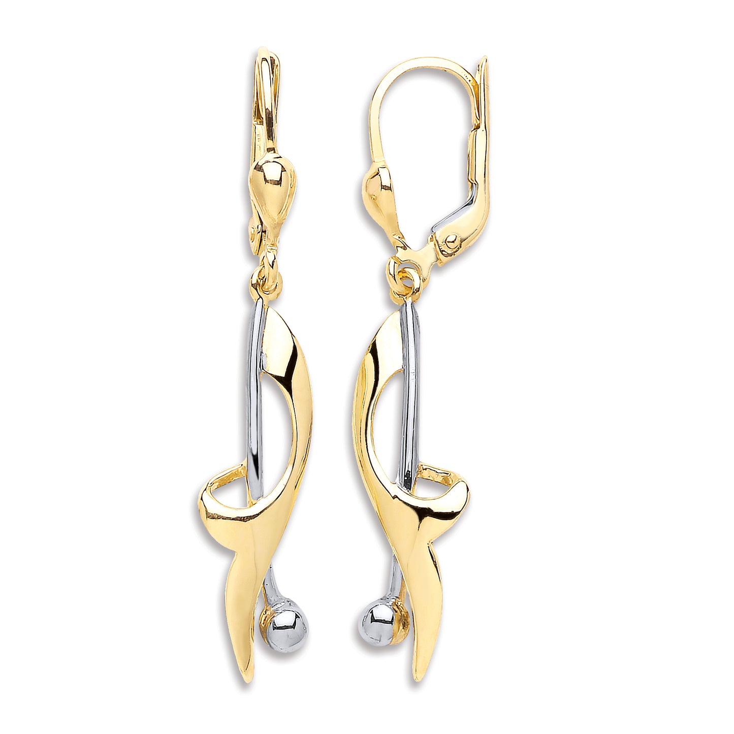 Yellow & White Gold Music Note Clip On Earrings