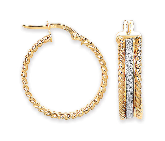 YG 22.6mm Glitter Ribbed Edge Earrings