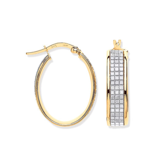 Gold Glitter p/c Illusion Oval Hoop Earrings