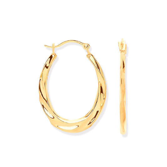 Gold Ribbed Hoop Earrings