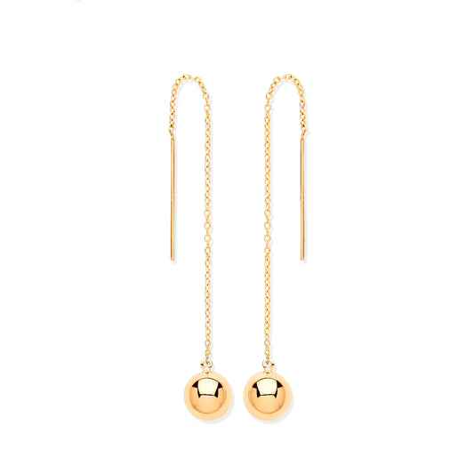 Gold Ball Chain Threader Earrings