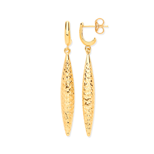 Gold HolloWhite Drop D/C Finish Earrings