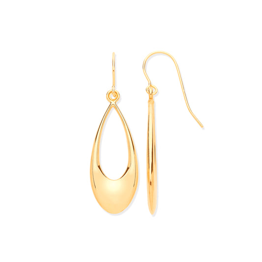 Gold HolloWhite Open Drop Earrings