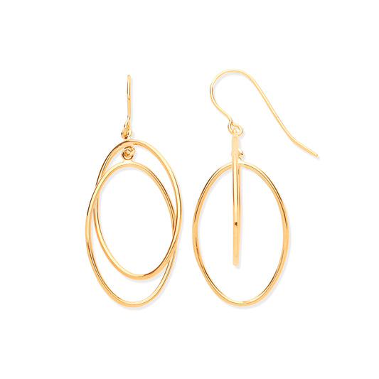 Gold Entwined Open Oval Drop Earrings