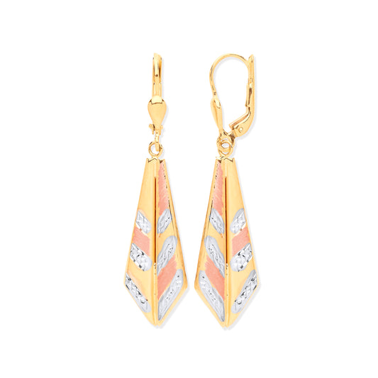 White & Gold Drop Earrings