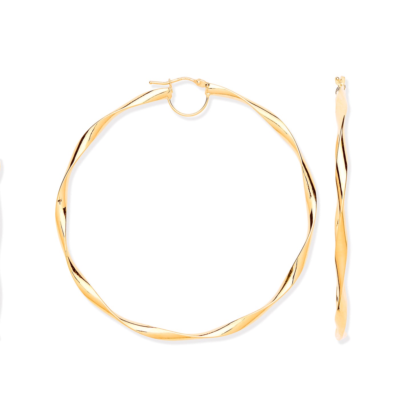 YG HolloWhite 65mm Twist Hoop Earrings