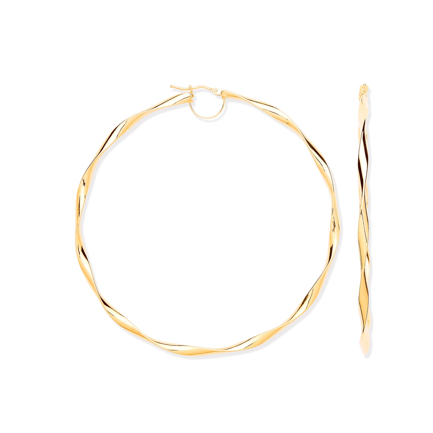 YG HolloWhite 75mm Twist Hoop Earrings