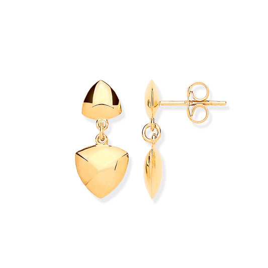 Gold Triangle Geometric HolloWhite Drop Earrings