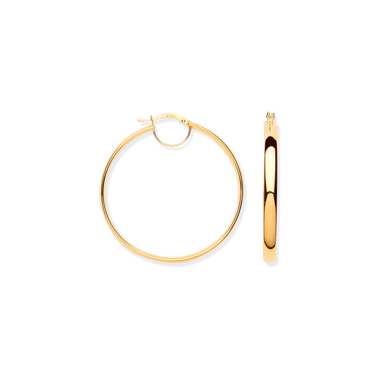 Gold 44mm Flat Tube Hoop Earrings