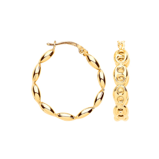 Gold Coffee Bean 20mm Hoop Earrings