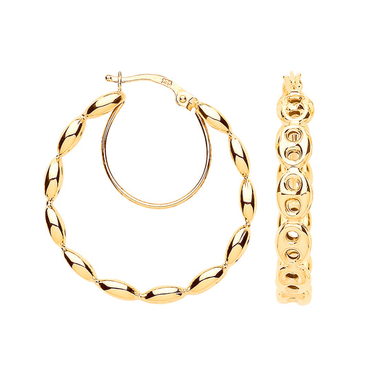 Gold Coffee Bean 25mm Hoop Earrings