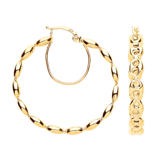 Gold Coffee Bean 30mm Hoop Earrings